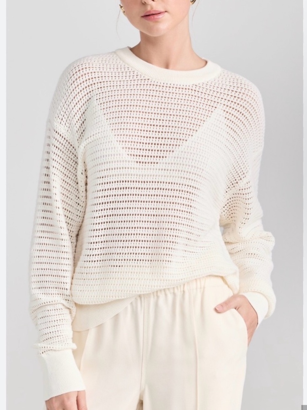 Varley Kershaw Crewneck Sweater Sweatshirt Cream White Size medium